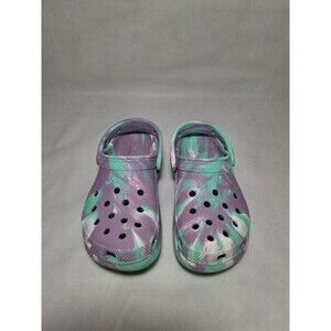 Kid's Crocs Classic Platform Clogs Size W4 Marbled Tie Dye Purple Green